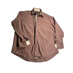 Daniel Gray Mens XL Brown Micro Check Shirt 100% Cotton Long Sleeve Button Up